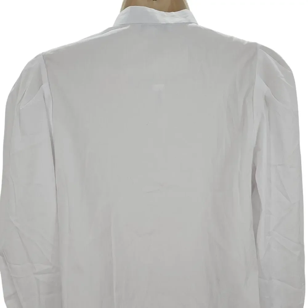 Madewell Womans size XS Cropped Puff Long Sleeve Button Up Shirt White NW627 NEW